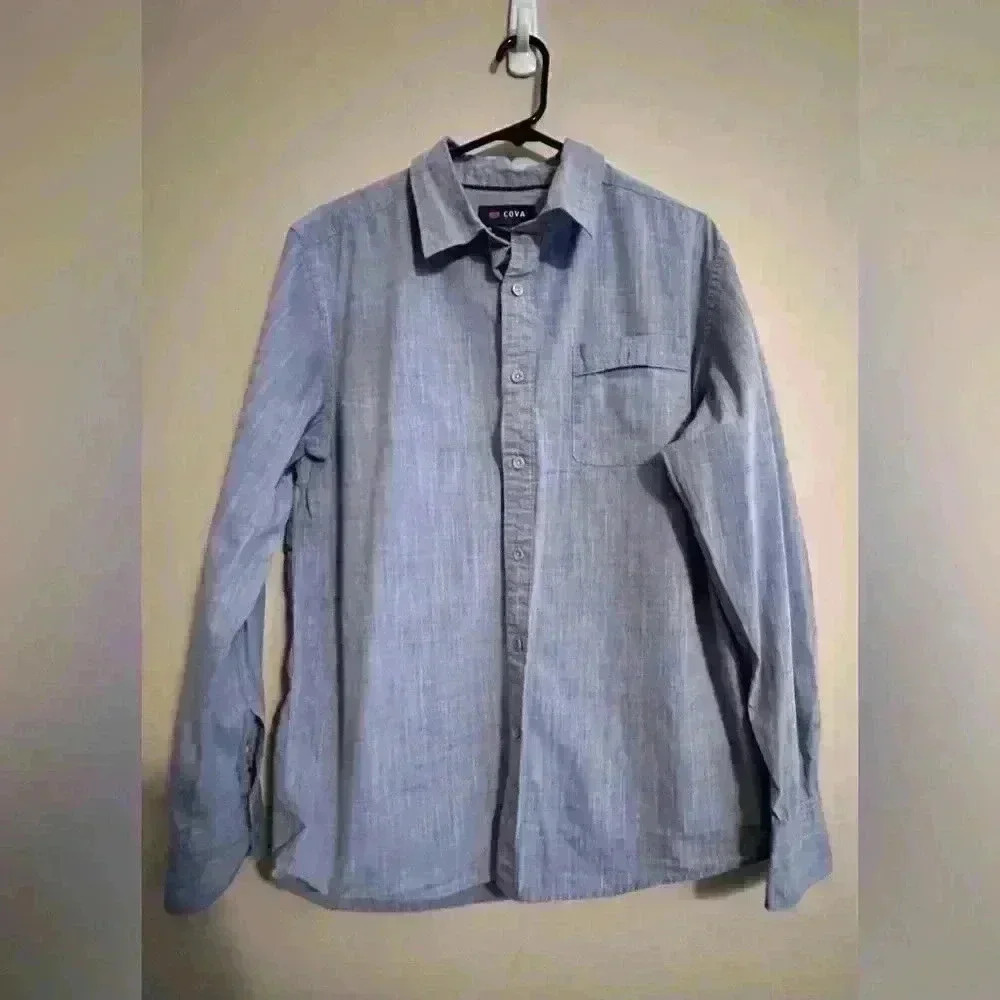 Cova Men's Blue Button Down Shirt size L